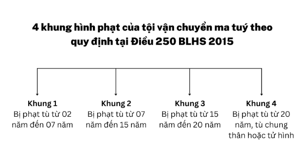 khung hình phạt của tội vận chuyển ma tuý