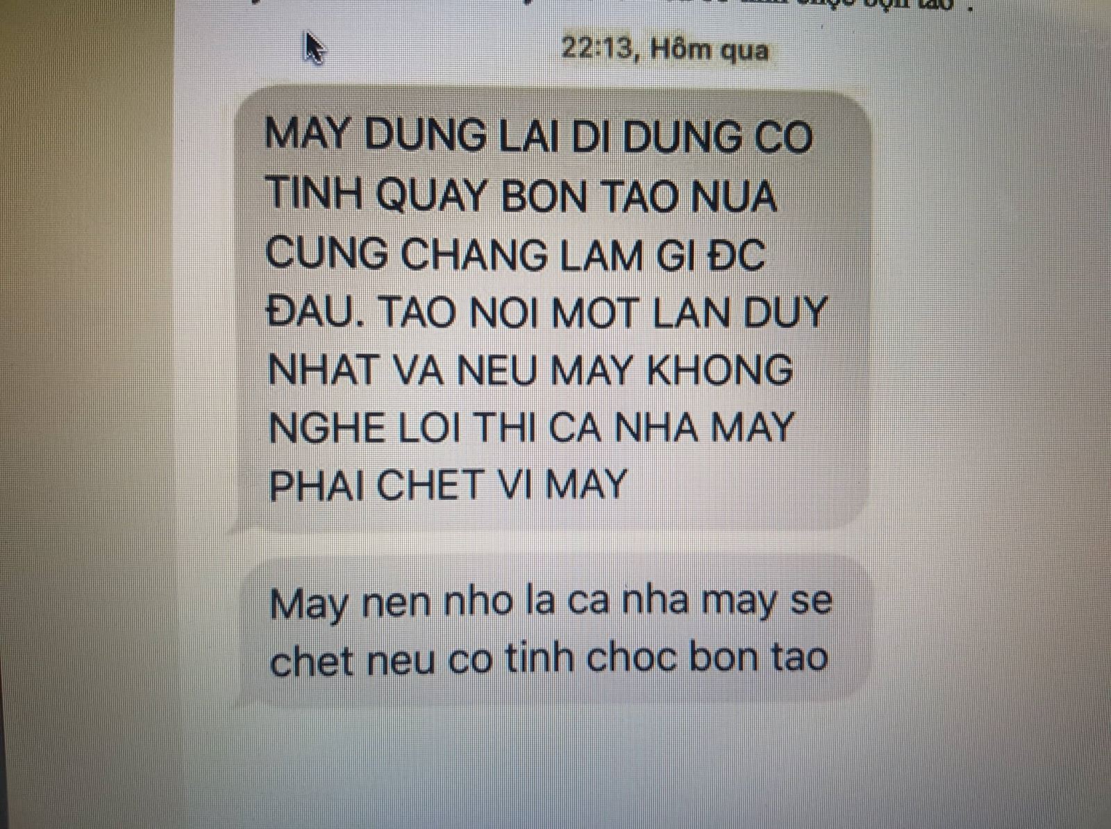 Xử phạt hành vi đe dọa người khác bằng tin nhắn đe doạ người khác bằng tin nhắn